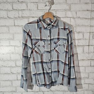 RVCA Blue Plaid Flannel Button-Up Shirt, XS